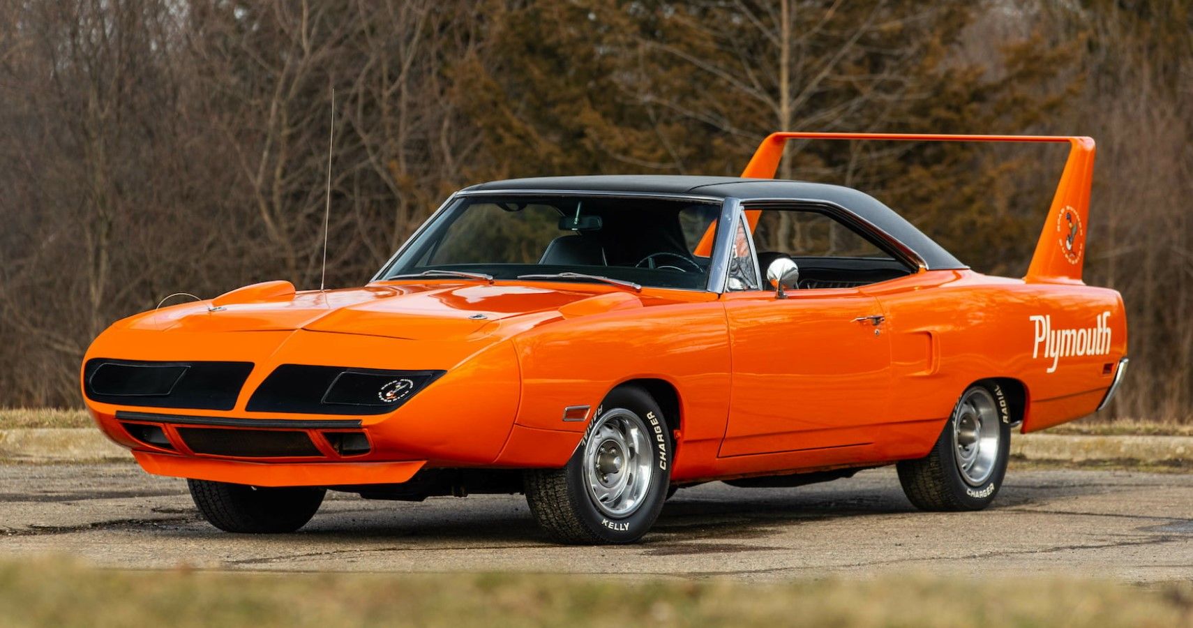 1970 Orange Plymouth Road Runner Superbird parked