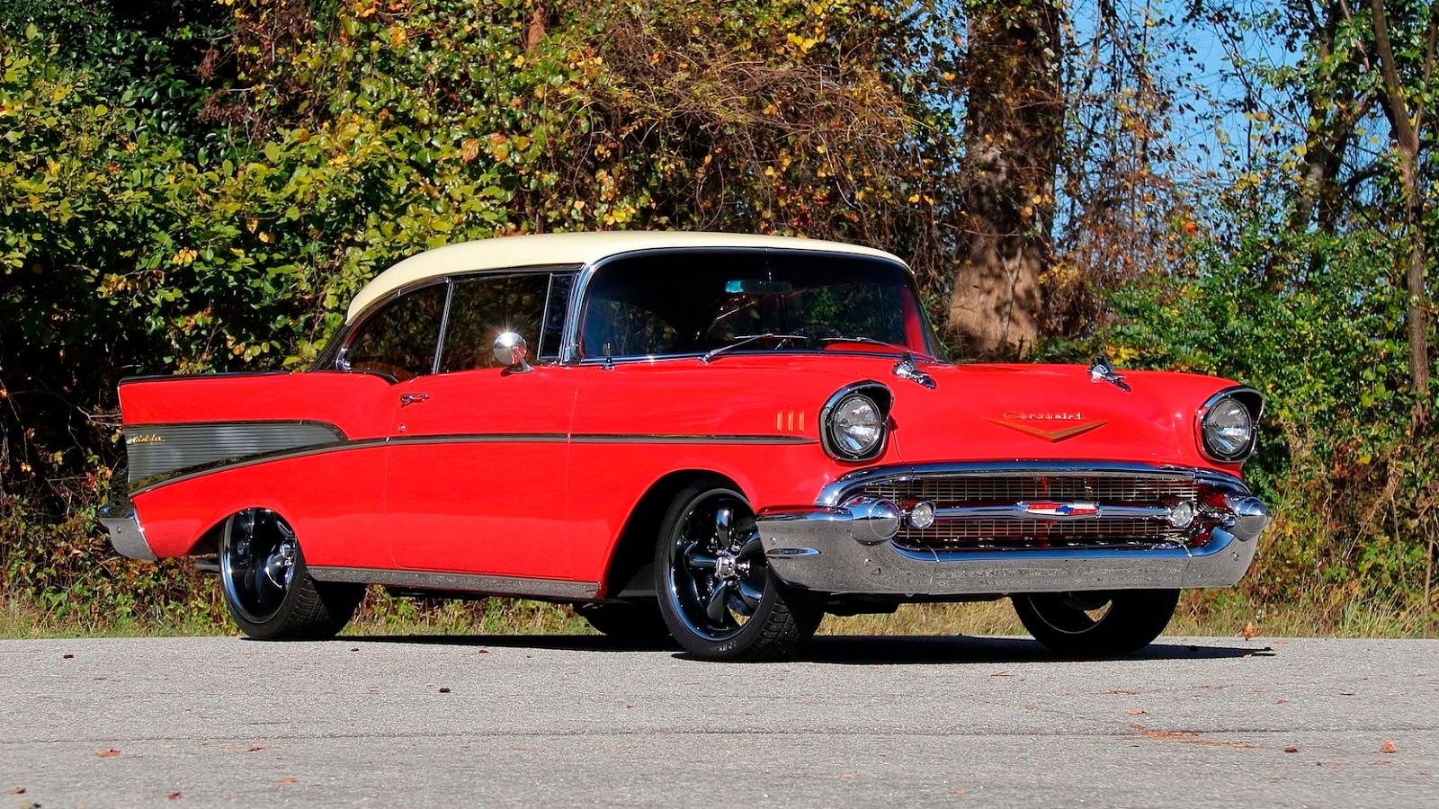 A parked 1957 Chevy Bel Air