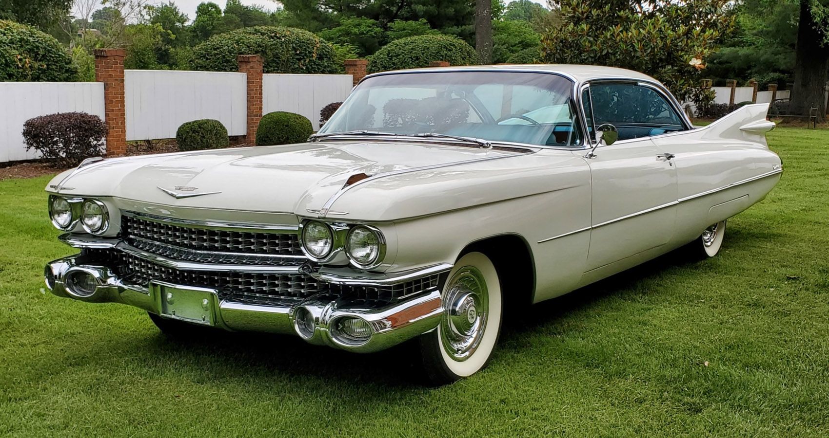 1959 Cadillac Coupe DeVille Classic Car In White Paint