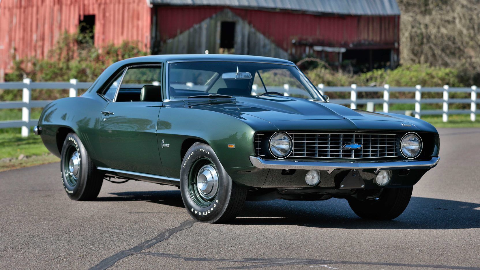 Green 1969 Chevy Camaro COPO On Driveway