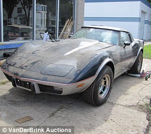 Rare and Expensive: It is thought that this Corvette Stingray (left) with four miles on the clock might reach upwards of $50,000 - while the blue Chevy Cameo (right) is hoped to make upwards of six figures