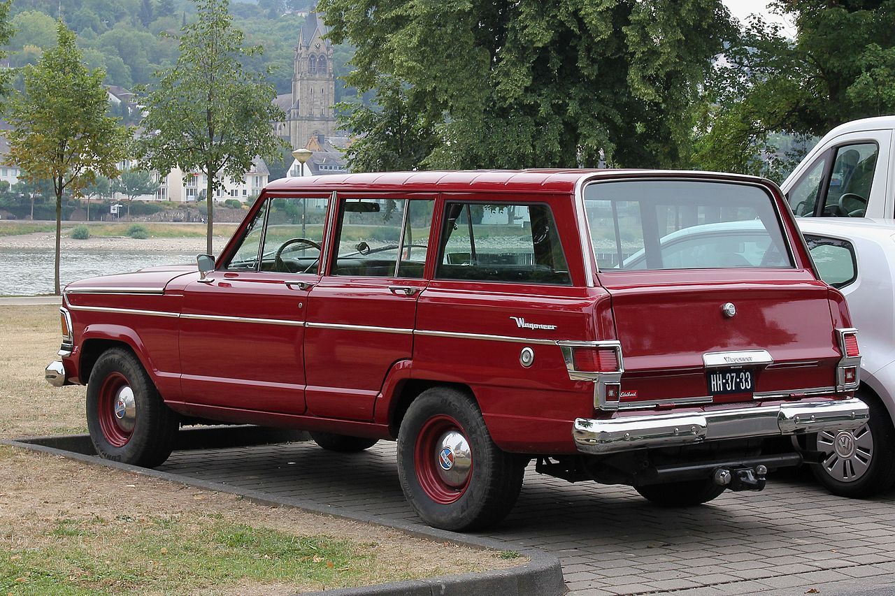 A parked classic Jeep Wagoneer