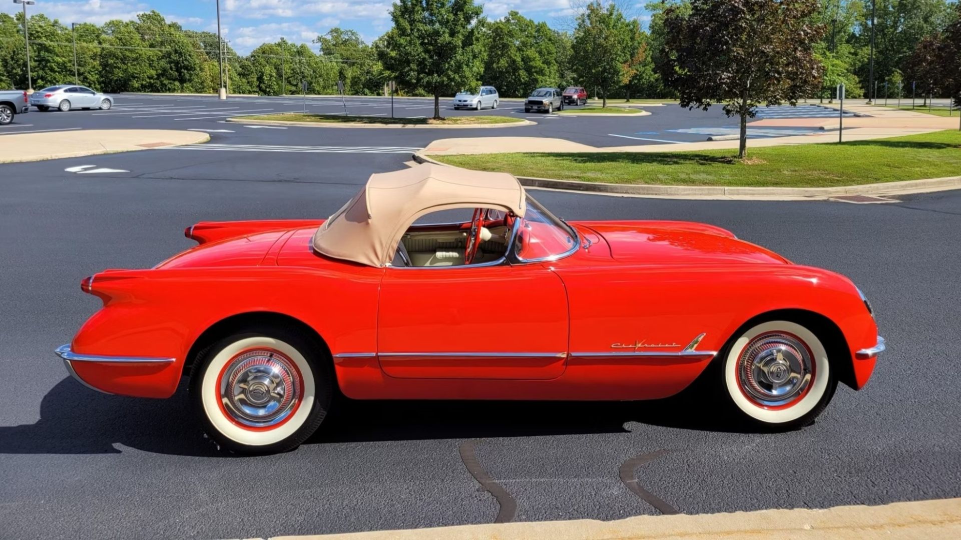 Red 1955 Chevrolet Corvette V-8