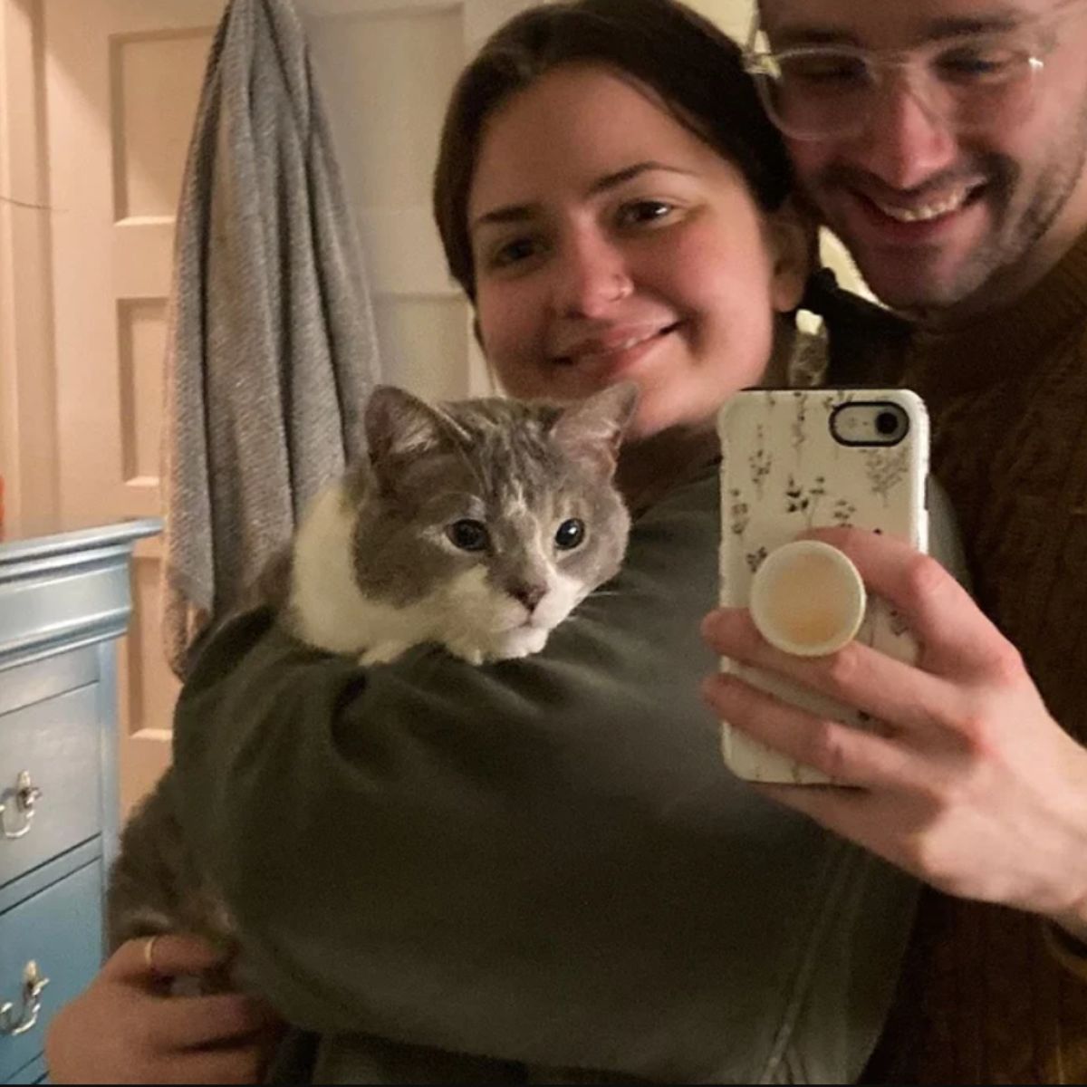 couple and cute cat