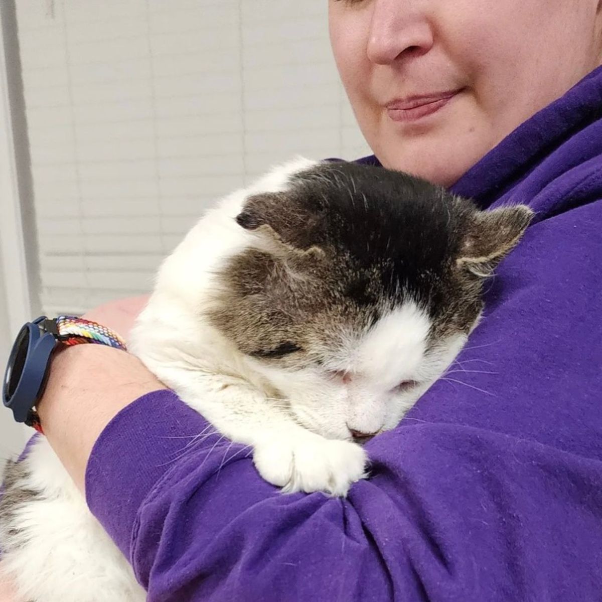 woman holding a cat